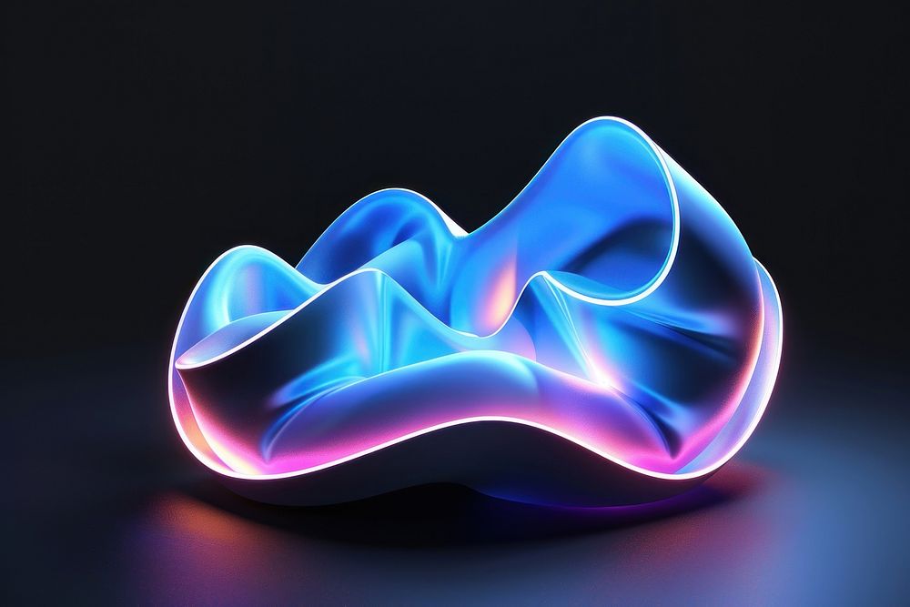 Render of glowing abstract shape symbol light neon.