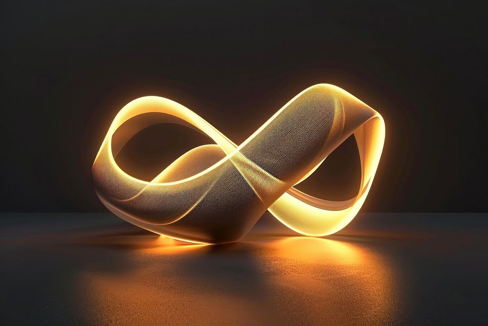 Render of glowing abstract shape chandelier symbol lamp.