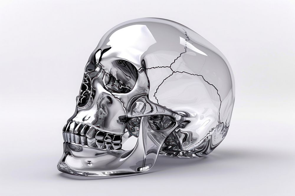 Human skull illustrated drawing helmet.