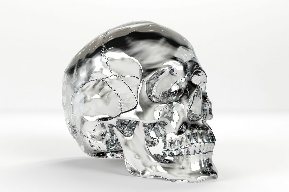 Human skull human helmet silver.