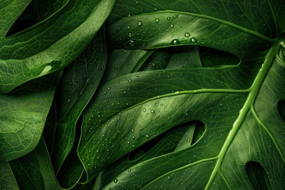 Monstera leaf texture green plant.