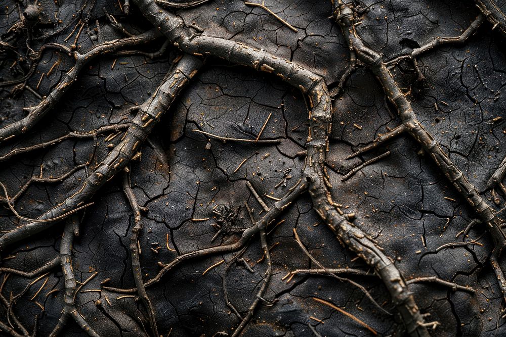 Fibrous roots texture plant soil.