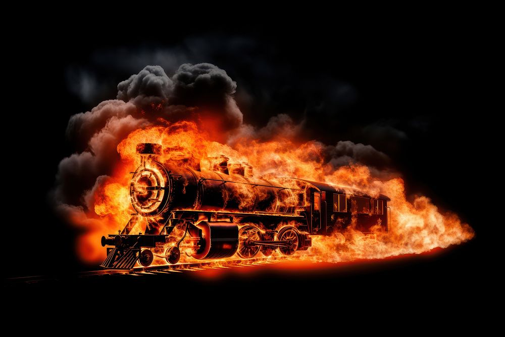 Train flame fire transportation.