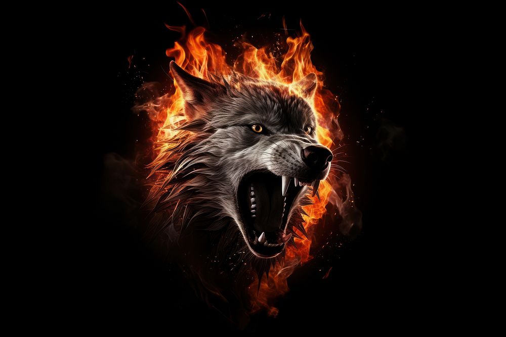 Wolf flame fire bonfire.