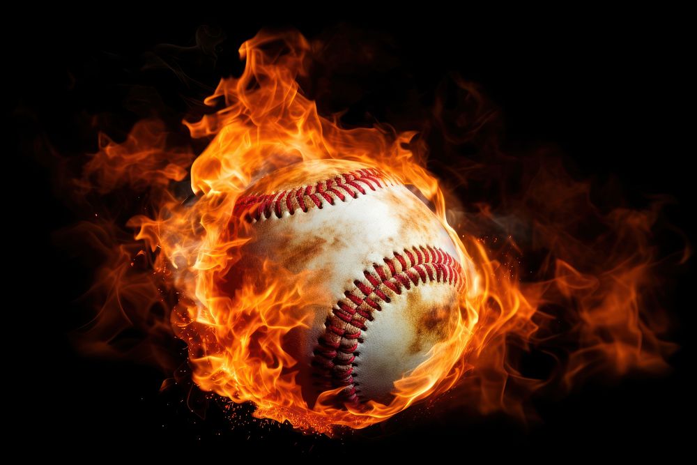 Baseball flame fire softball.