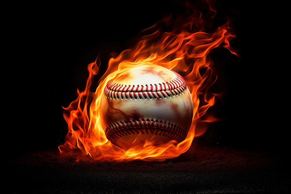 Baseball flame fire softball.