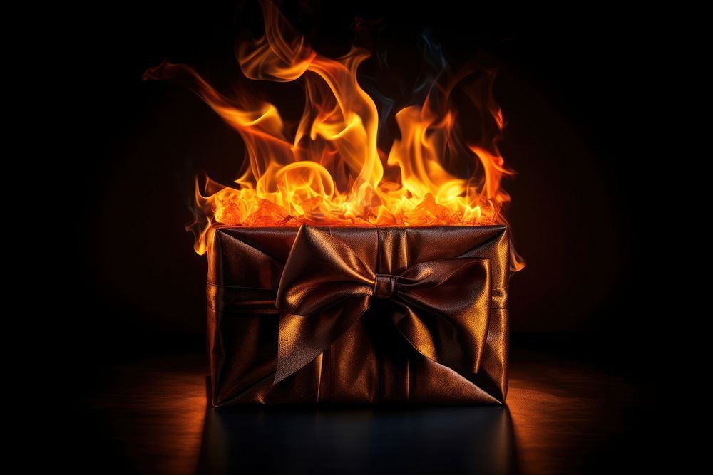 Gift box flame fire fireplace.