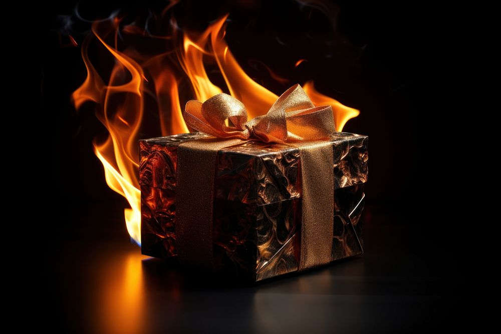 Gift box flame fire bonfire.