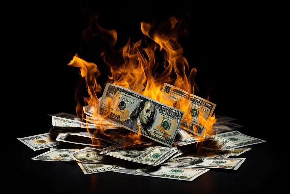 Money flame fire bonfire.