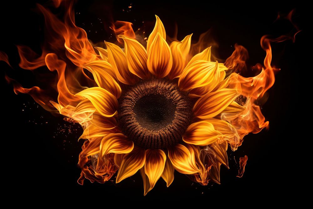 Sunflower flame fire blossom.