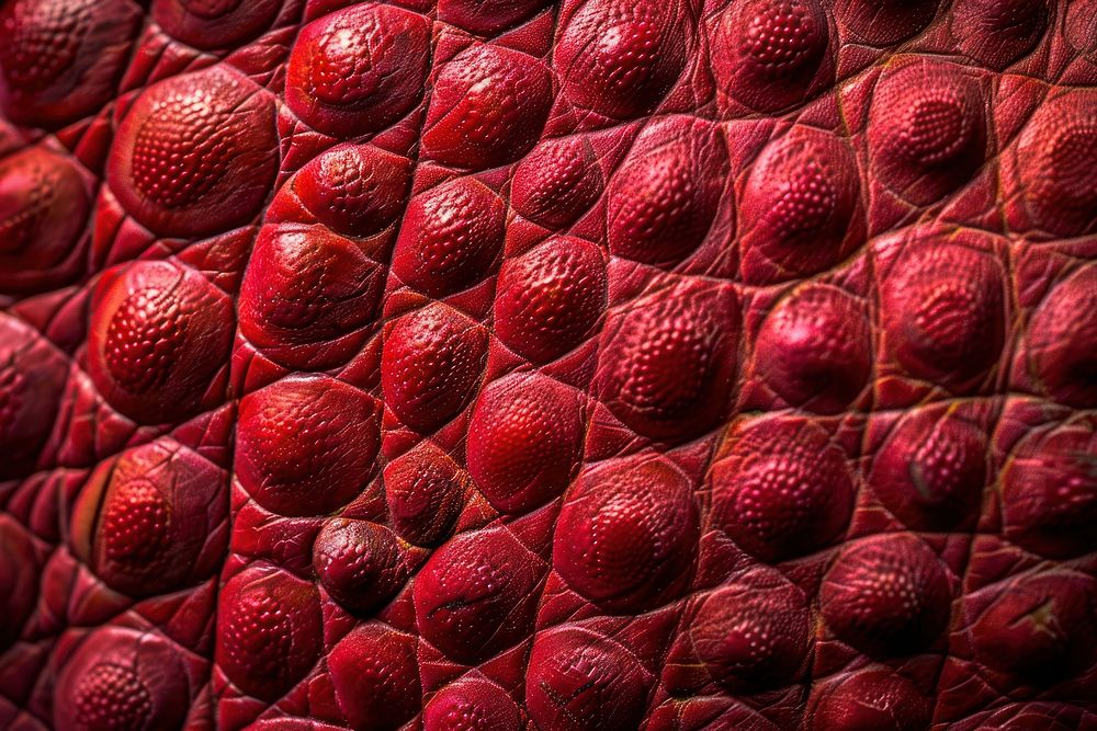 Leather texture produce maroon fruit.
