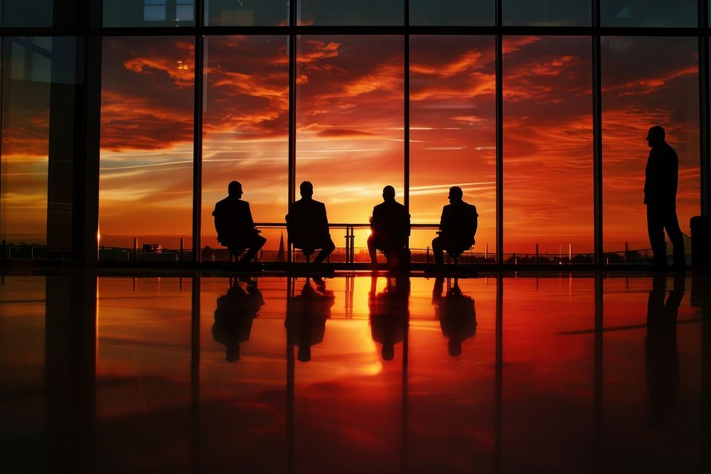 Business team silhouette photography terminal outdoors airport.
