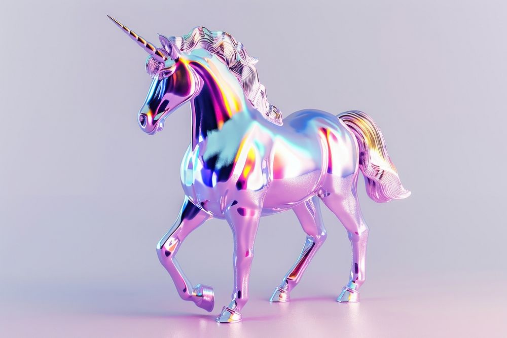 Unicorn icon iridescent figurine animal mammal.