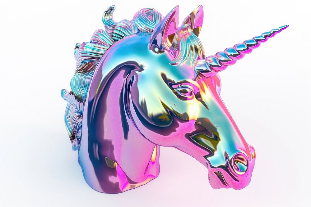 Unicorn icon iridescent animal mammal purple.