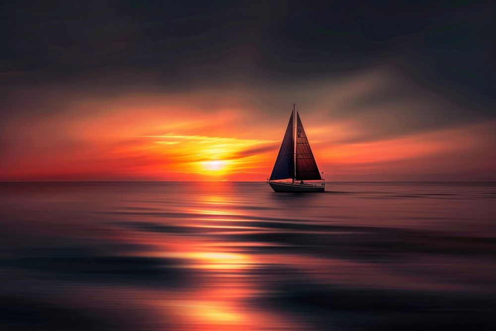 Sailboat in the sea sailboat sunset transportation.