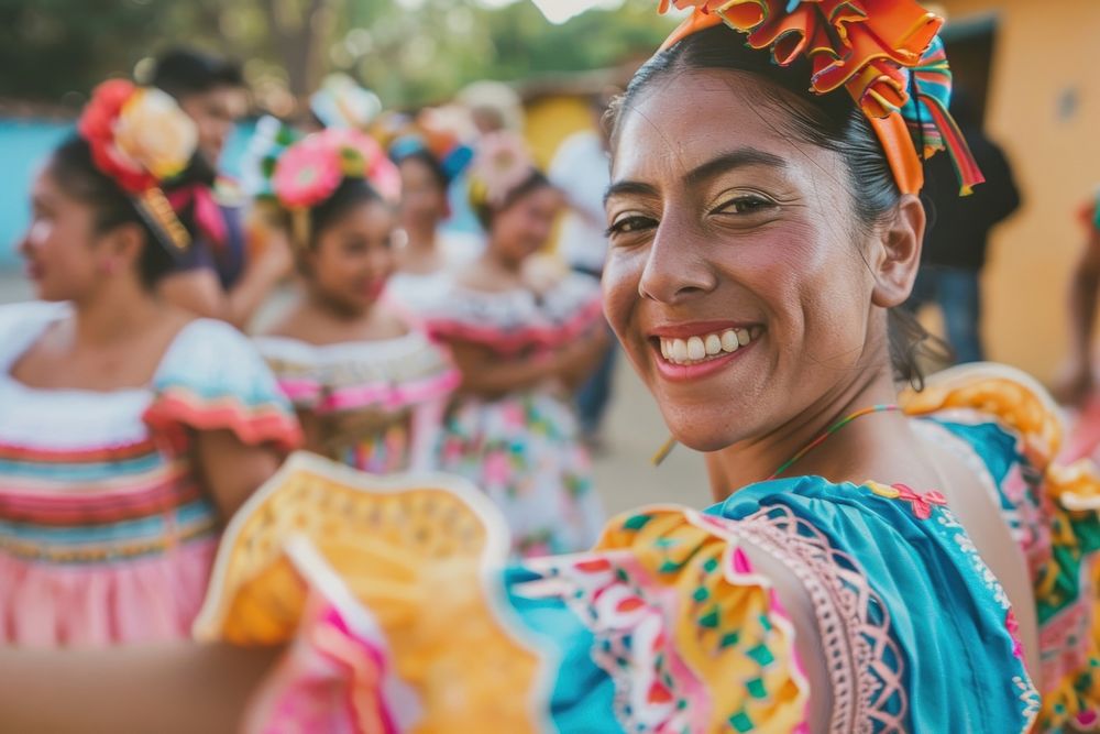 Hispanic people Nicaraguan folklore dancing happy recreation clothing.