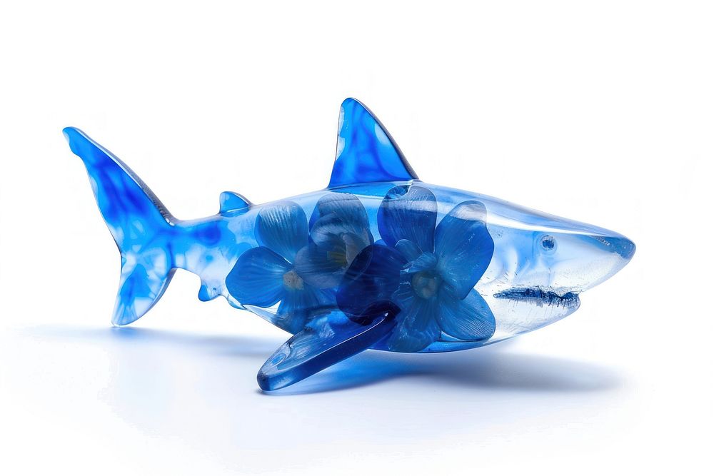 Flower resin shark shaped animal fish sea life.