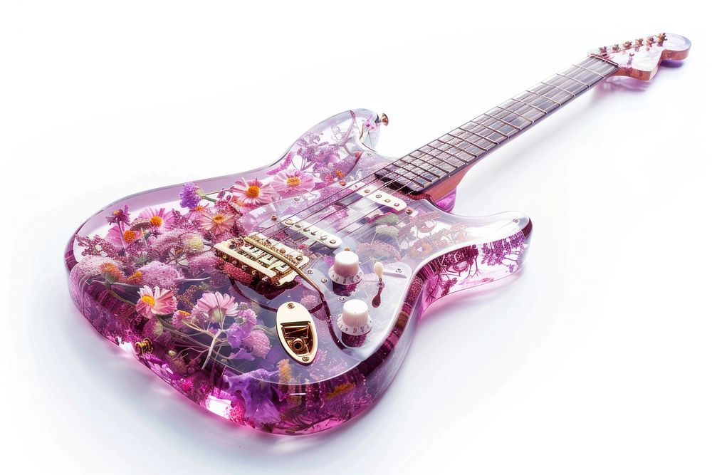 Flower resin guitar shaped candle musical instrument electric guitar.