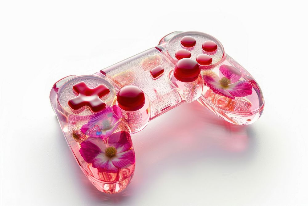 Flower resin game joystick shaped electronics medication ketchup.