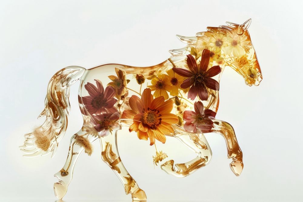 Flower resin horse shaped art asteraceae chandelier.