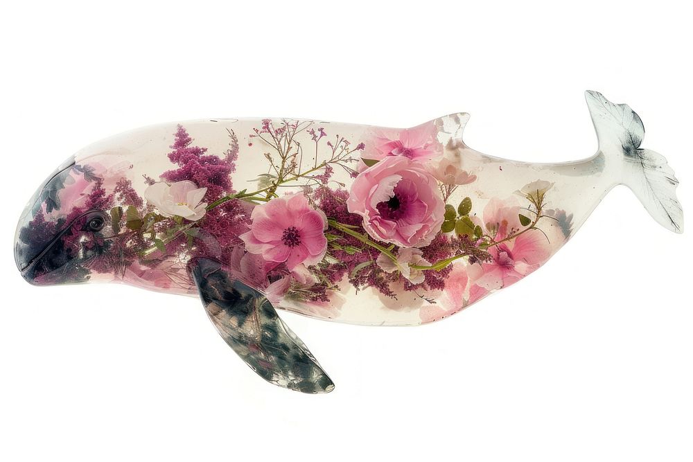 Flower resin whale shaped art blossom pottery.