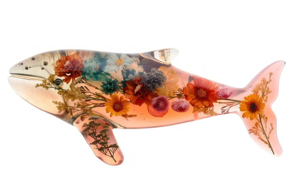 Flower resin whale shaped appliance pottery animal.