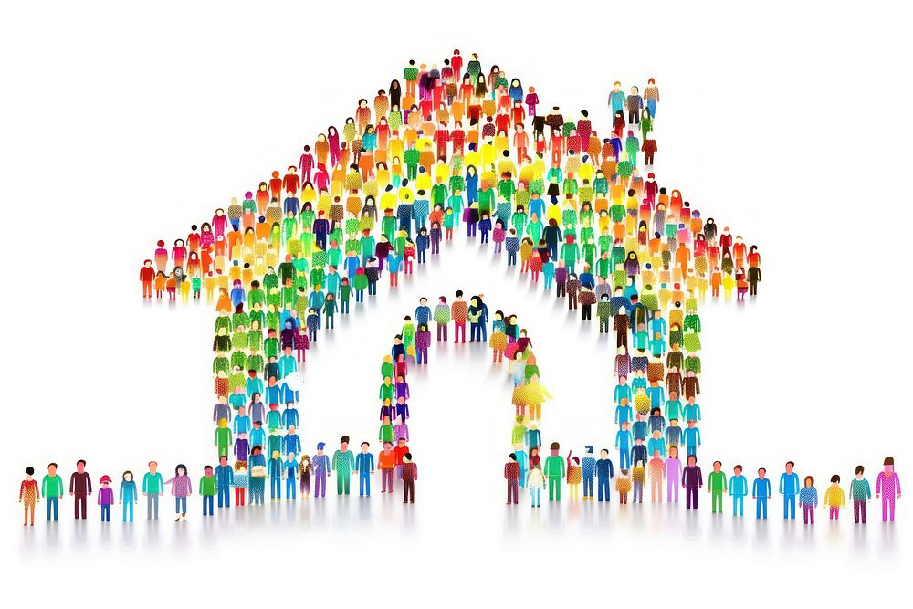 Shape of a rainbow home icon people person human.