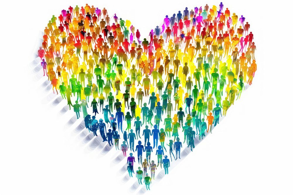 Shape of a rainbow heart icon balloon person human.
