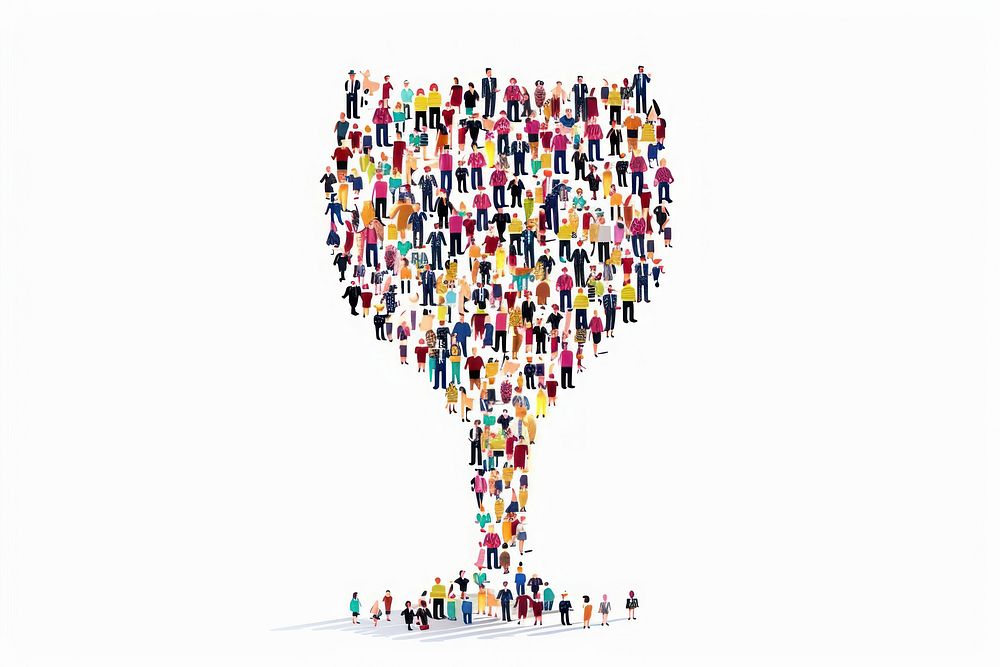 Shape of a wine glass icon people collage person.