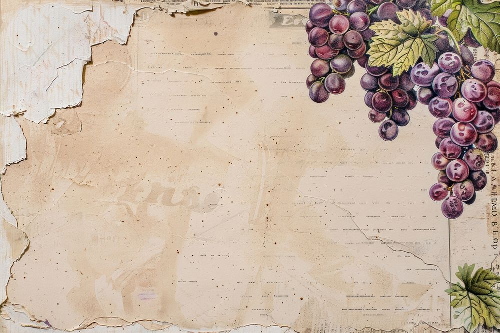 Grapes ephemera frame painting produce fruit.