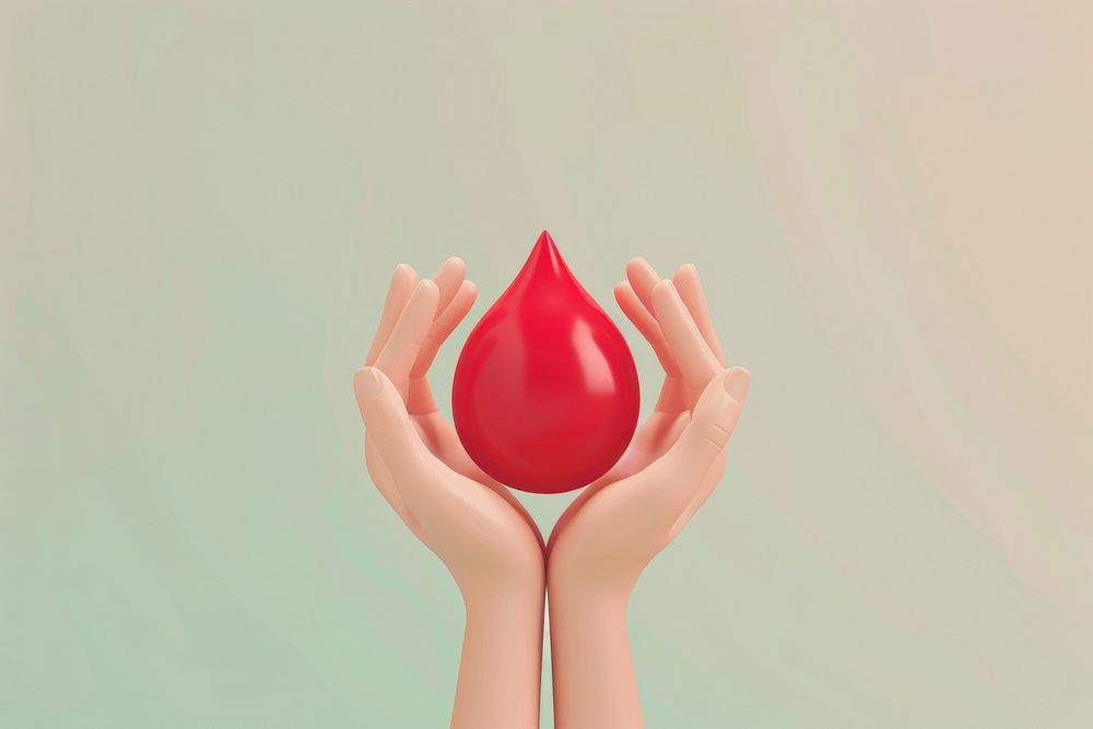 Hands holding a red drop shape balloon symbol female.