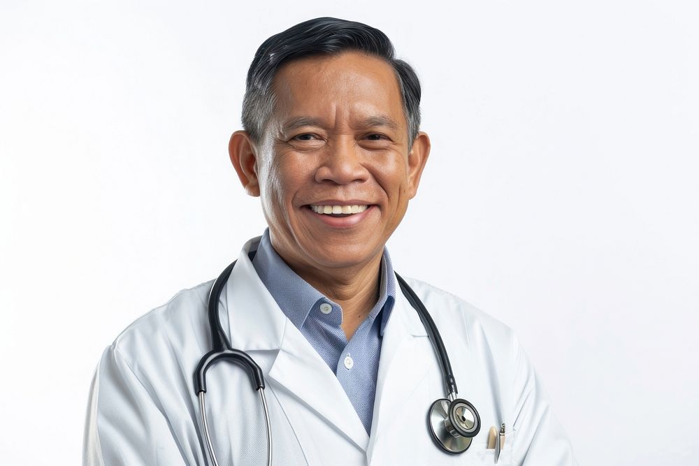 Middle age Filipino doctor clothing apparel person.