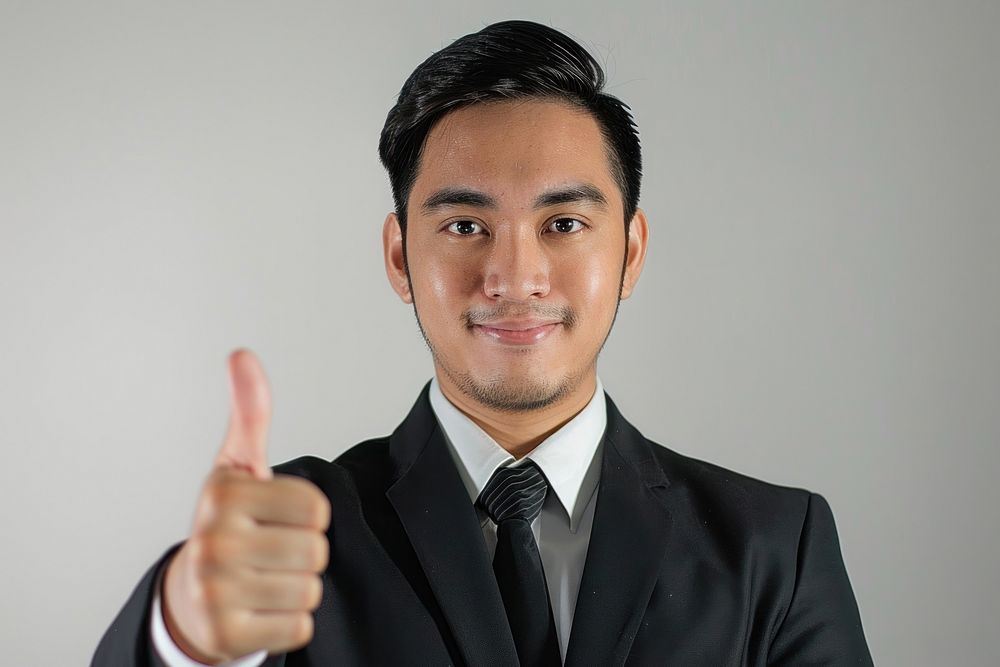 Filipino businessman showing thumb up portrait photo accessories.