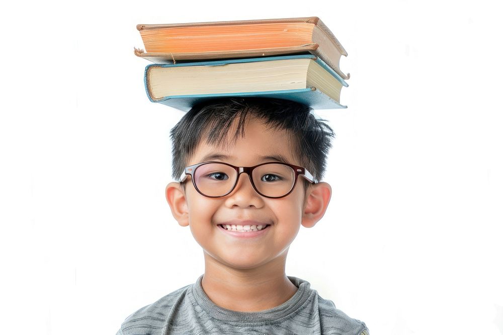 Filipino children boy glasses photo book.