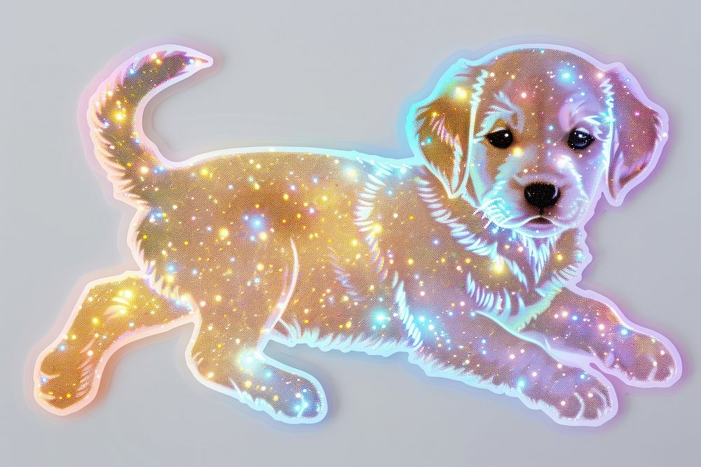 Glitter puppy flat sticker wildlife animal canine.