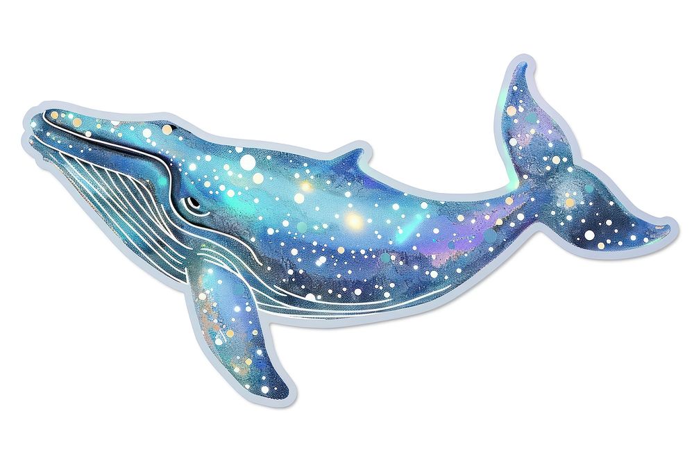 Glitter whale flat sticker animal mammal smoke pipe.