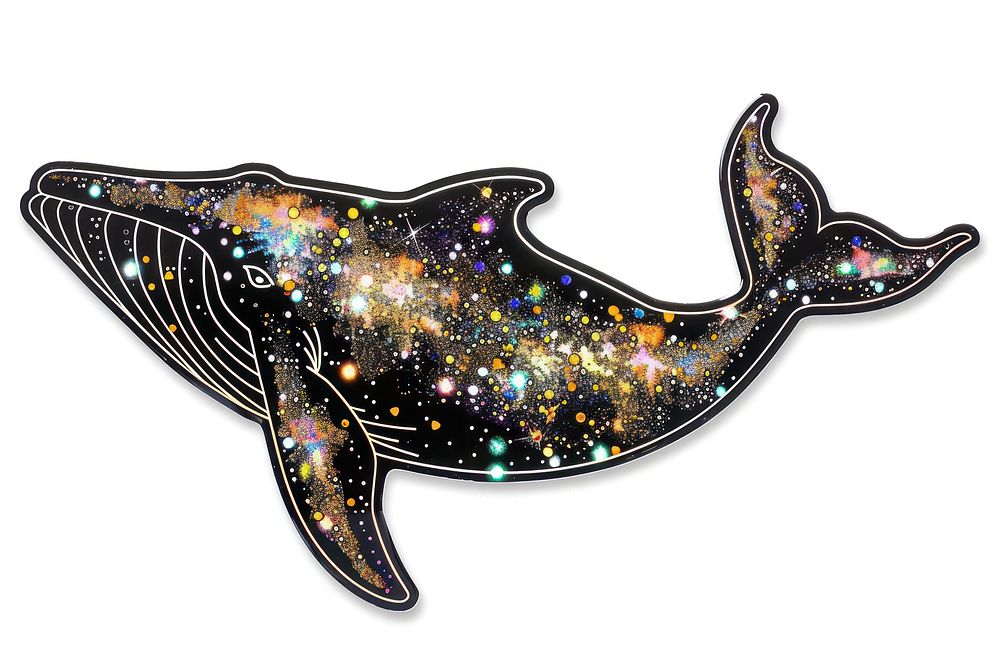 Glitter whale flat sticker animal mammal shark.