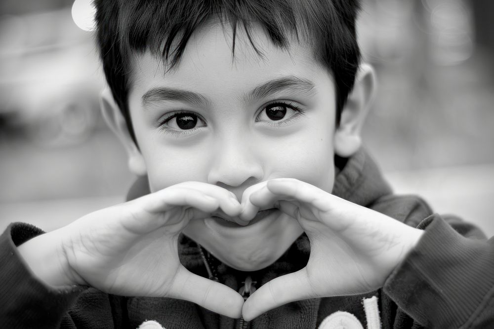 Boy hands making a heart photography portrait person.