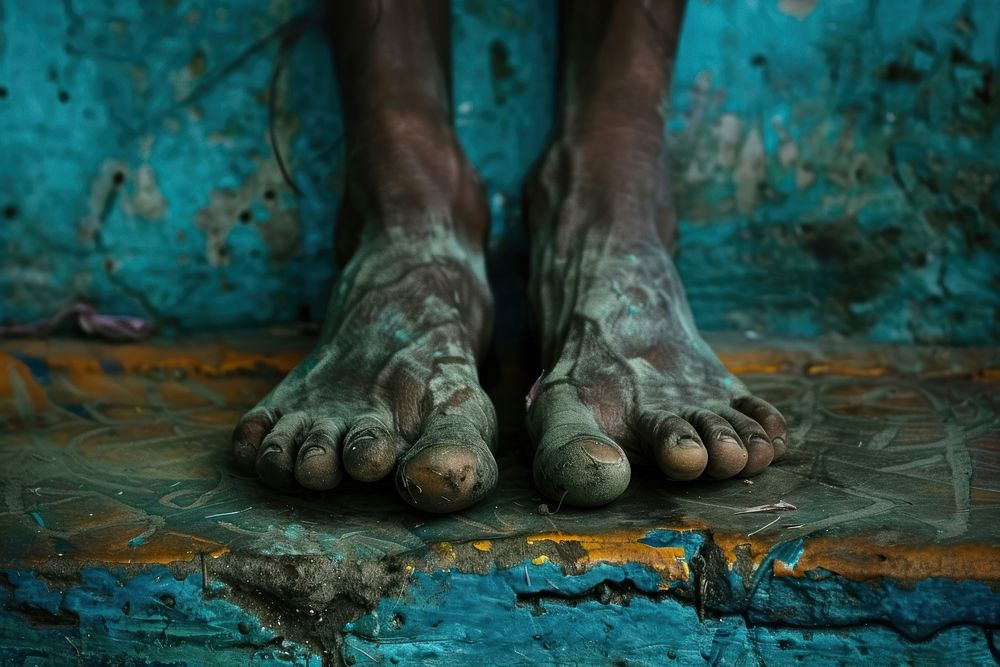 Poverty foots person human skin.