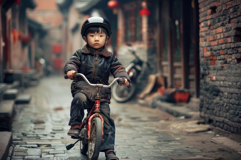 Poverty kid cycling photography transportation motorcycle.