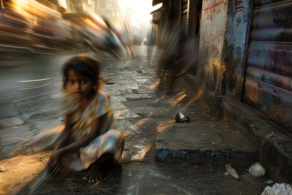 Poverty portrait photography alleyway street.