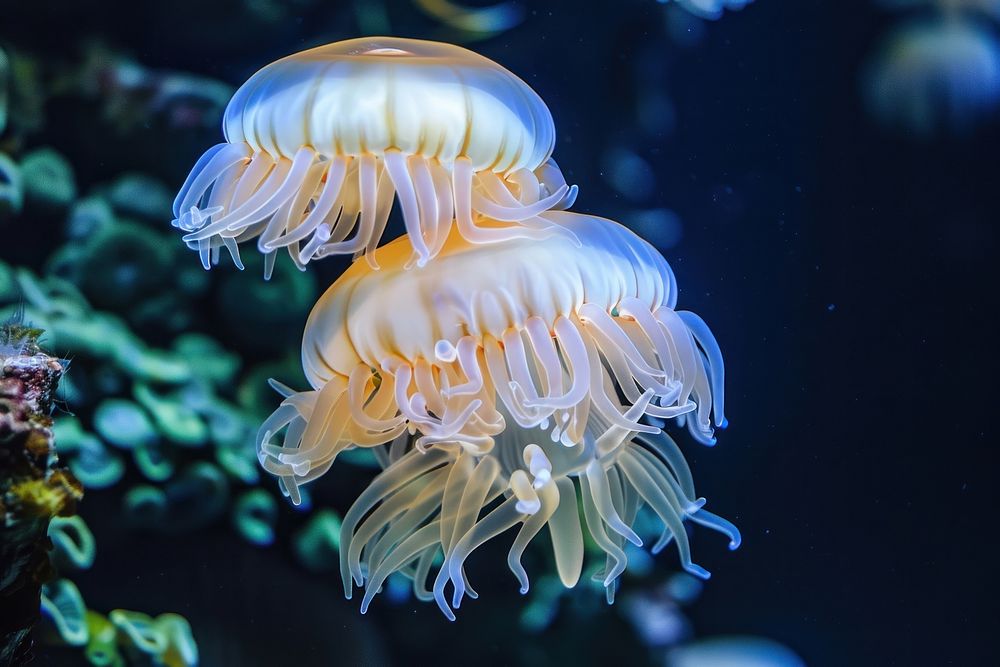 Sea life invertebrate chandelier jellyfish.