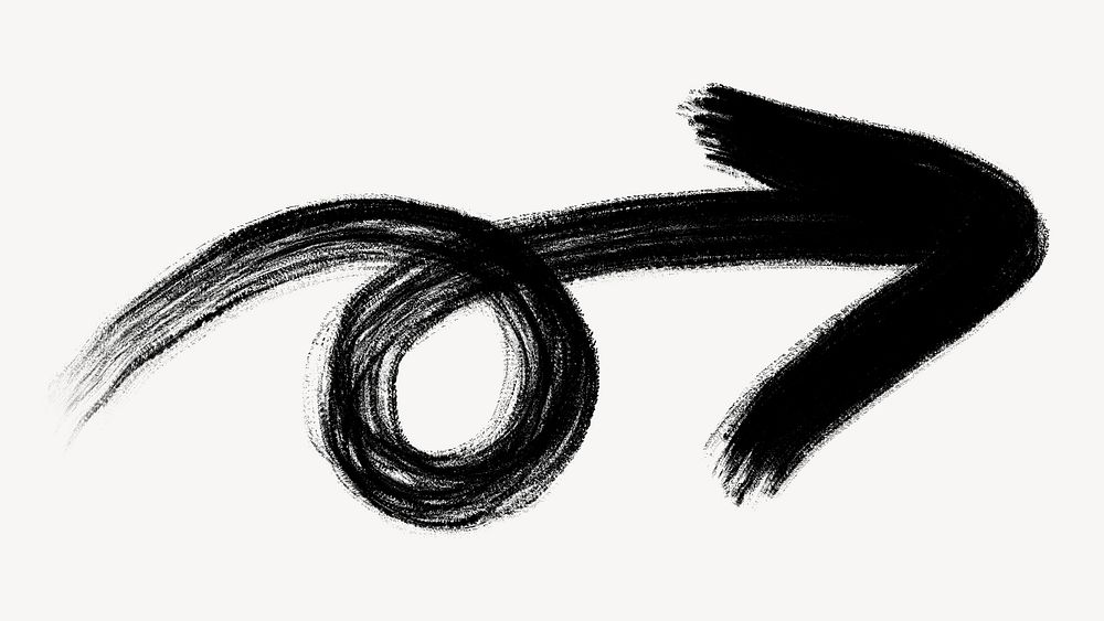 Black arrow, brush stroke texture illustration