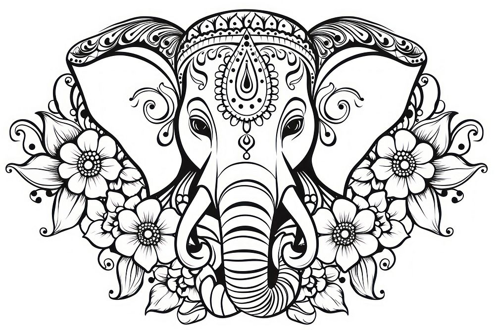 Ganesha doodle pattern drawing.