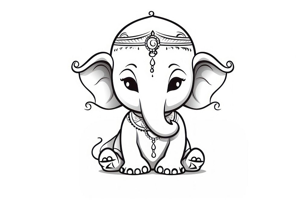 Ganesha doodle drawing sketch.