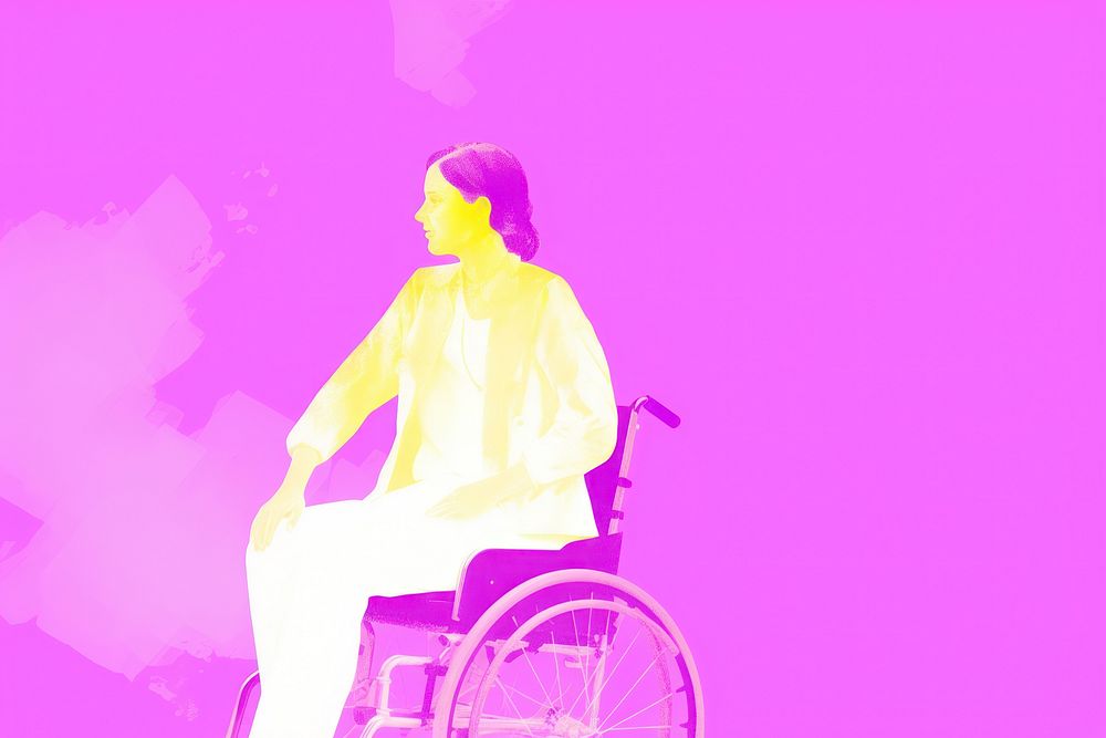 Disabled woman wheelchair transportation furniture.