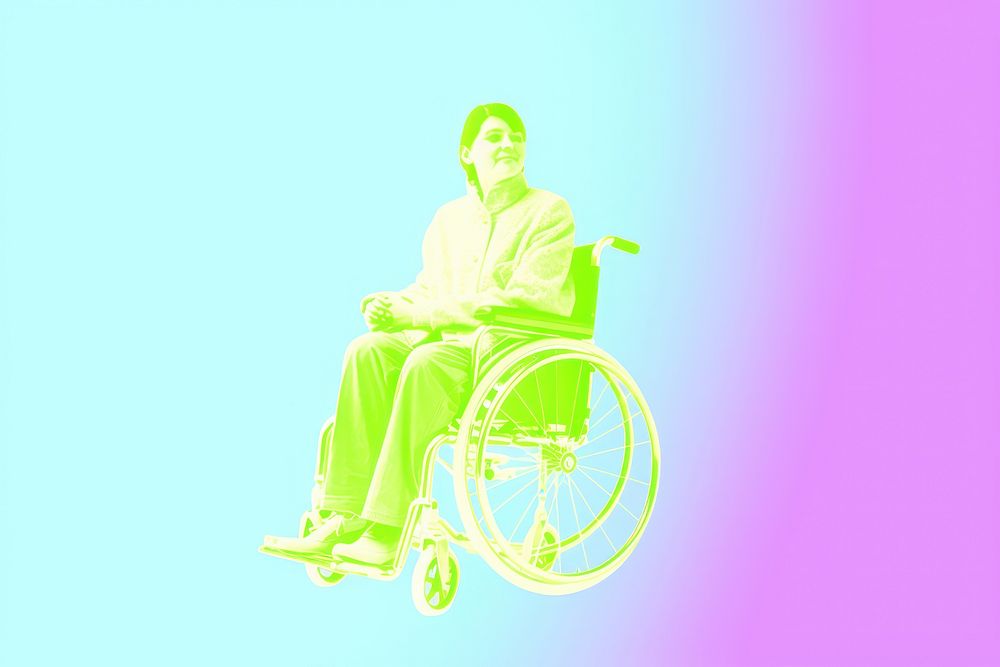Disabled woman wheelchair transportation furniture.
