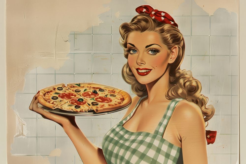 Pizza woman advertisement photography.
