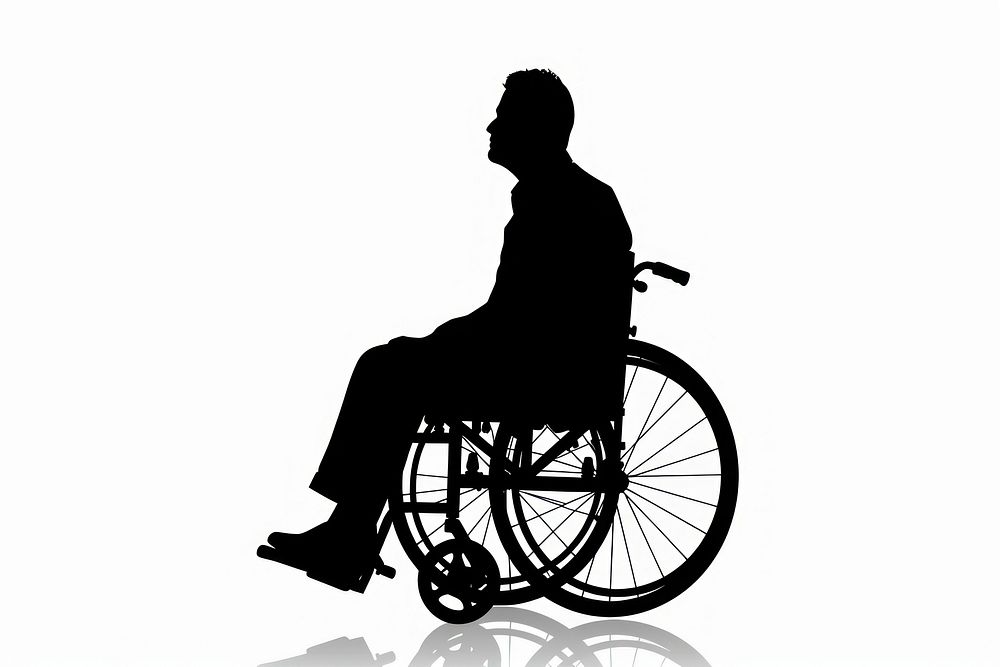 Disabled man wheelchair silhouette furniture.
