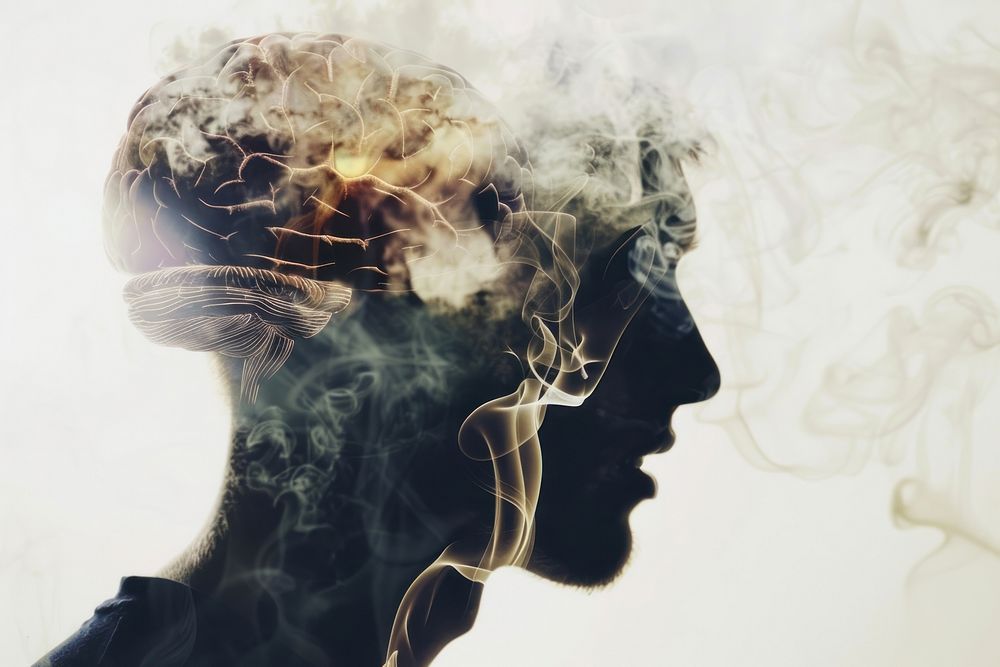 Brain and smoke smoking person human.